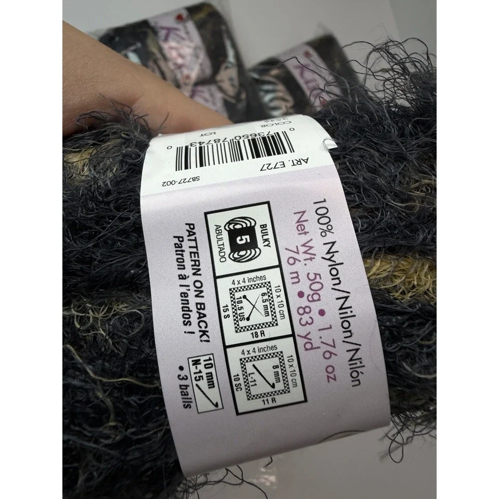 Lot of‎ 12 Skeins Red Heart Kiss Eyelash Yarn Smoke #3546 50g 83 yds Each